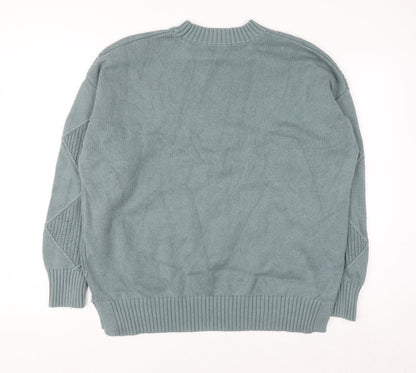 Marks and Spencer Men's Green Argyle Knit Wool Blend Jumper L