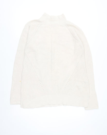 GAP Women Ivory Cotton High Neck Chunky Knit Jumper Size L