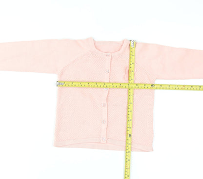 Nutmeg Girls Pink Cotton Cardigan 4-5 Years Button Front Butterfly Accent