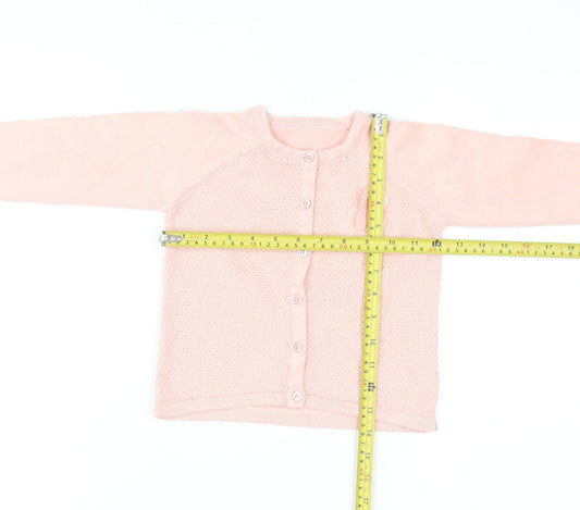 Nutmeg Girls Pink Cotton Cardigan 4-5 Years Button Front Butterfly Accent