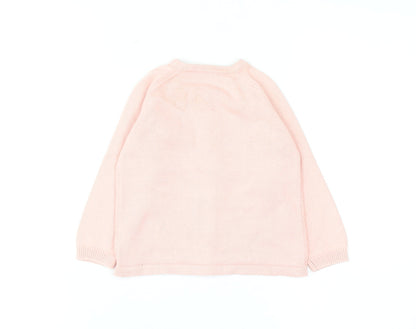 Nutmeg Girls Pink Cotton Cardigan 4-5 Years Button Front Butterfly Accent