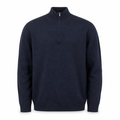Jaeger Men's Blue Merino Wool Silk Half Zip High Neck Jumper Size S