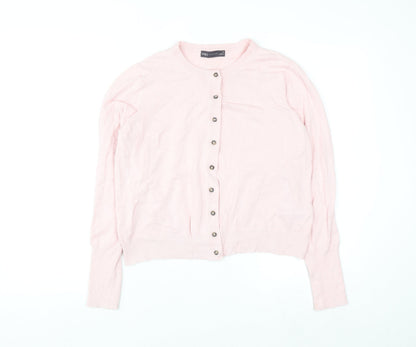 Marks and Spencer Women Pink Size 16 Crew Neck Cardigan