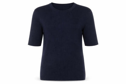 Marks & Spencer Women’s Blue Knit Crew Neck Short Sleeve Jumper L