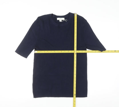 Marks and Spencer Women’s Blue Knit Crew Neck Short Sleeve Jumper L