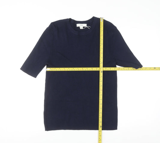 Marks and Spencer Women’s Blue Knit Crew Neck Short Sleeve Jumper L
