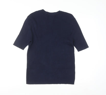 Marks and Spencer Women’s Blue Knit Crew Neck Short Sleeve Jumper L