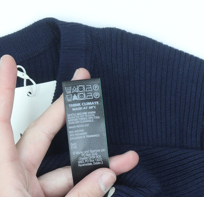 Marks and Spencer Women’s Blue Knit Crew Neck Short Sleeve Jumper L