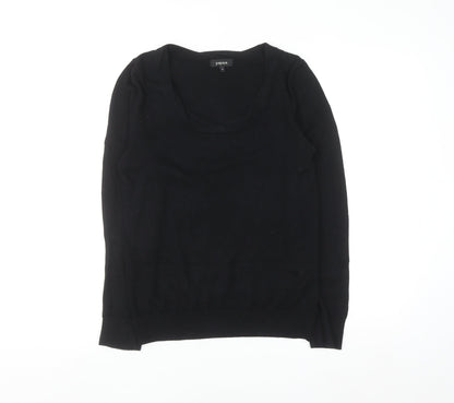 Papaya Women's Black Cotton Cashmere Scoop Neck Jumper Size 12