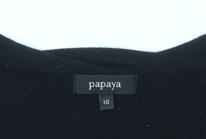 Papaya Women's Black Cotton Cashmere Scoop Neck Jumper Size 12