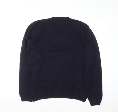 Pepe Jeans Men's Blue Wool Cotton V-Neck Jumper Size L