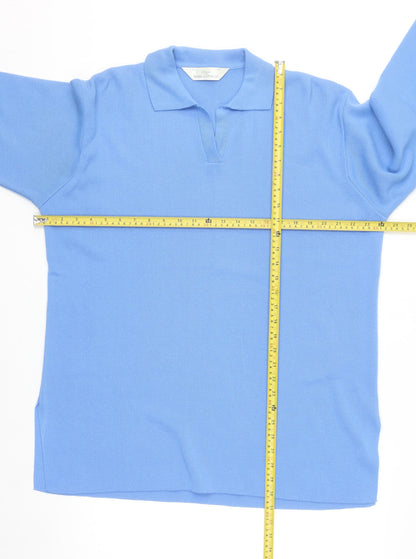 Marks and Spencer Women Blue Collared Long Sleeve Pullover Jumper Size 18