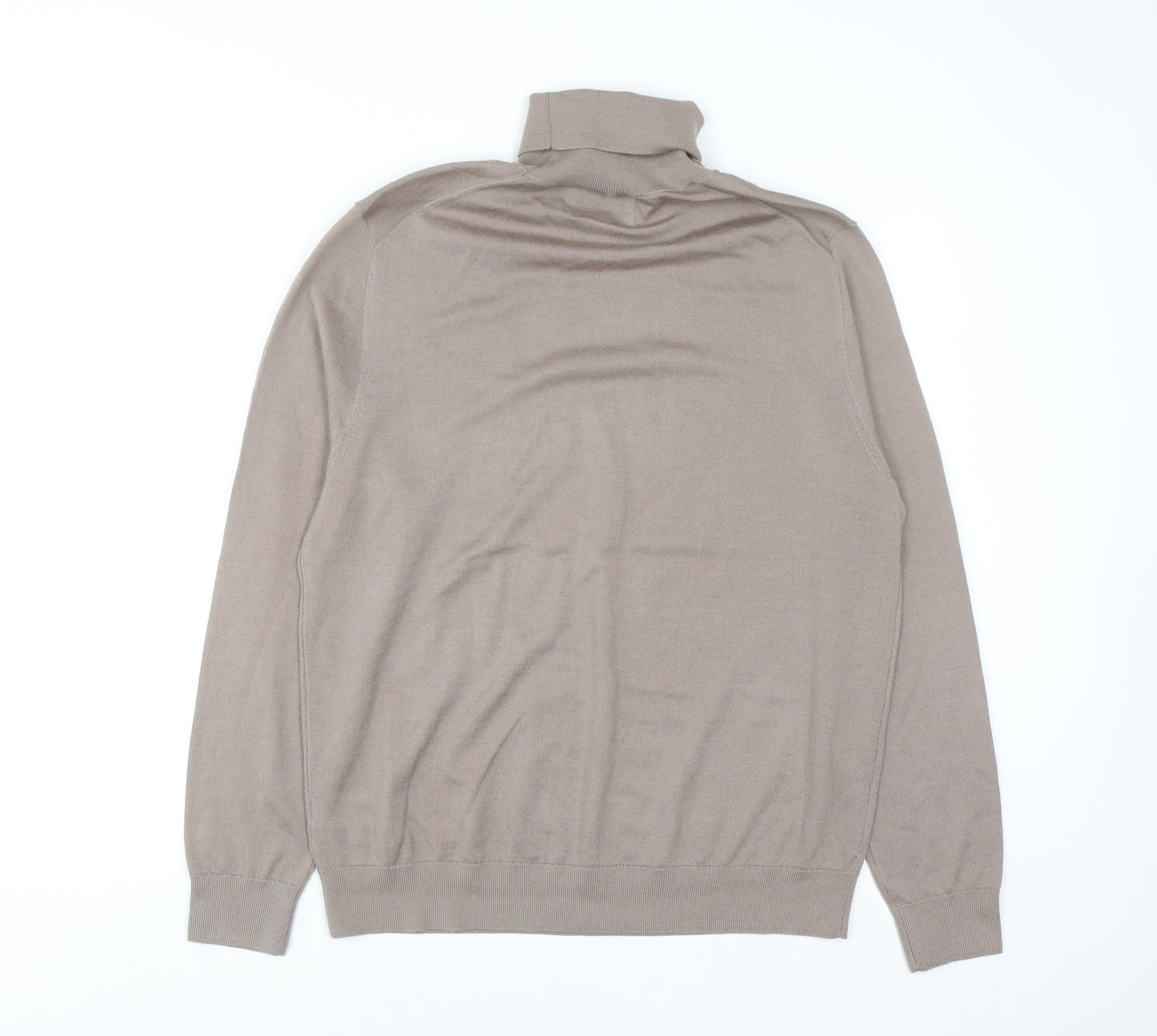 Marks and Spencer Women Beige Merino Wool Roll Neck Jumper L