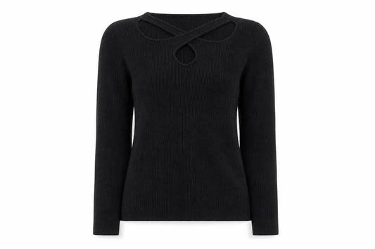 Lipsy London Women's Black Size 6 Ribbed Knit Cut Out Jumper