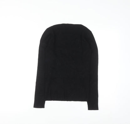 Lipsy London Women's Black Size 6 Ribbed Knit Cut Out Jumper