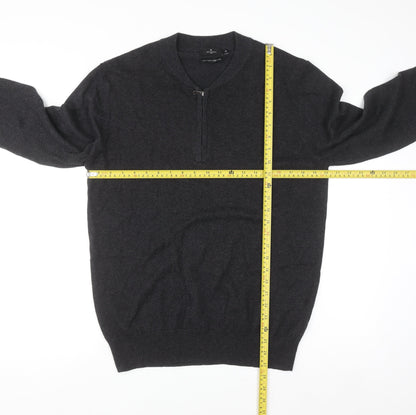 Jeff Banks Men's Grey Cotton Cashmere 1/4 Zip Jumper M