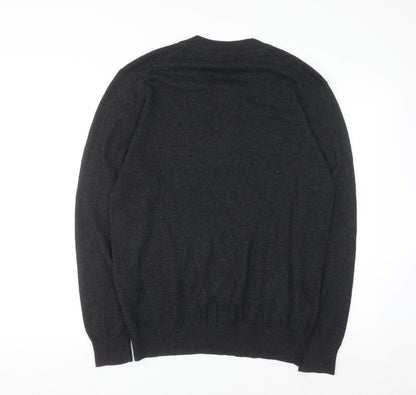 Jeff Banks Men's Grey Cotton Cashmere 1/4 Zip Jumper M