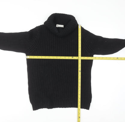 BHS Womens Black Roll Neck Chunky Knit Cotton Jumper Size 12