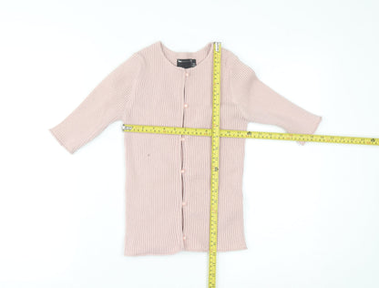 ASOS Women’s Pink Ribbed Knit 3/4 Sleeve Slim Cardigan Size 8