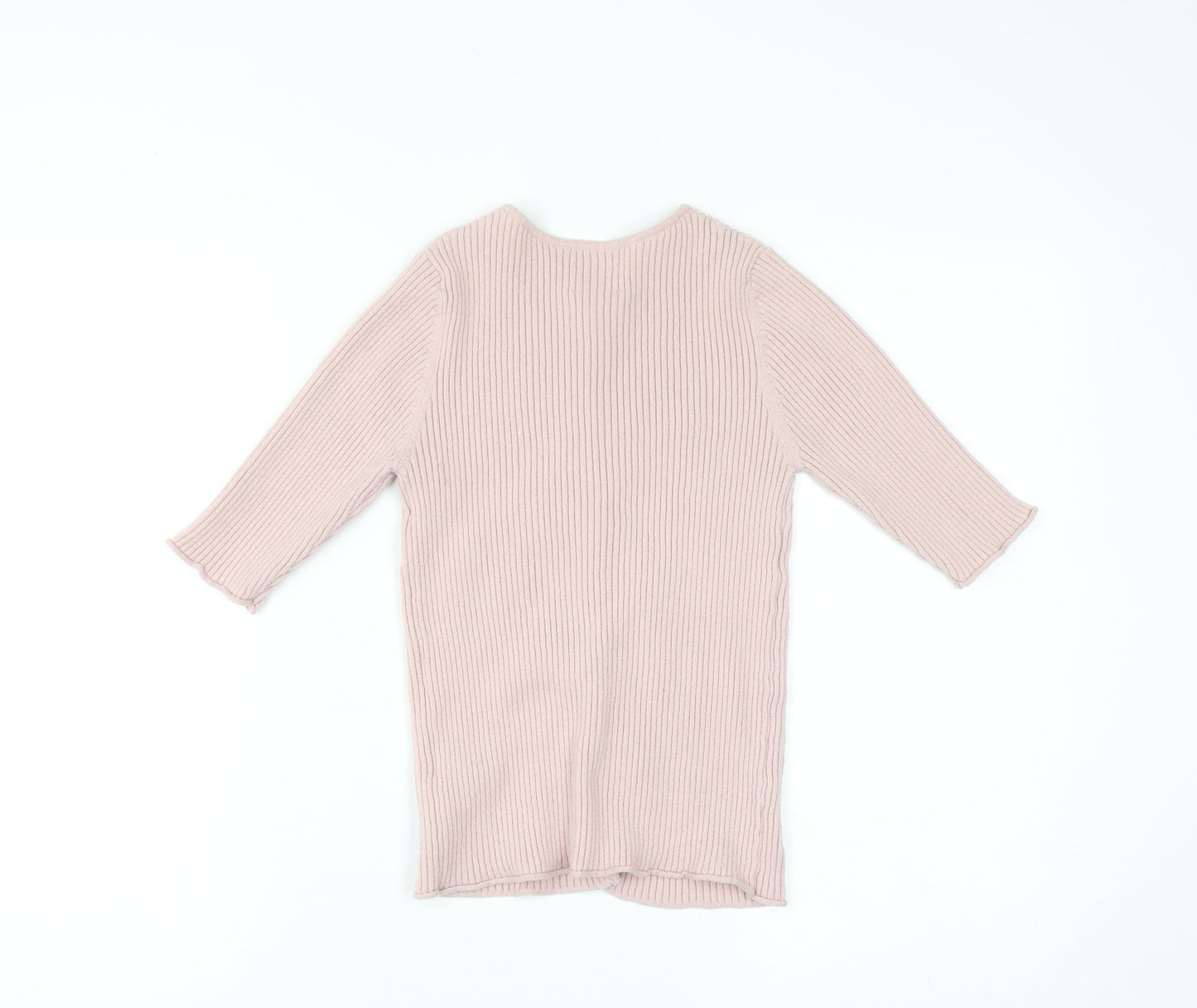 ASOS Women’s Pink Ribbed Knit 3/4 Sleeve Slim Cardigan Size 8