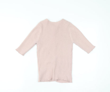 ASOS Women’s Pink Ribbed Knit 3/4 Sleeve Slim Cardigan Size 8