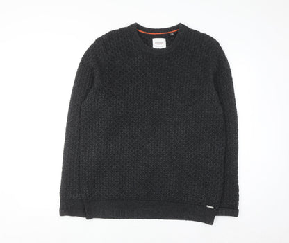 Superdry Men's Black Waffle-Knit Wool Blend Jumper XL