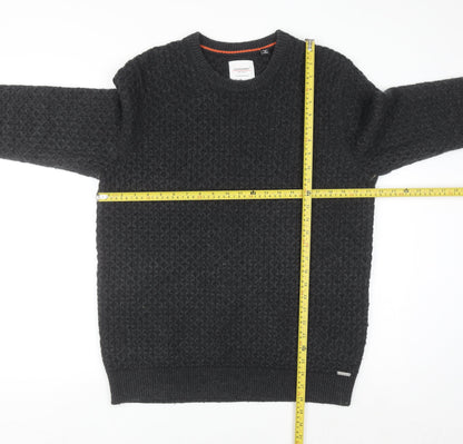 Superdry Men's Black Waffle-Knit Wool Blend Jumper XL
