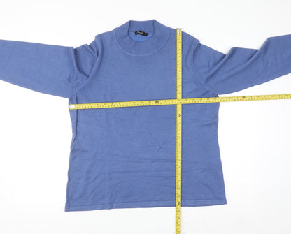 Oscar B. Men’s Blue XL Mock Neck Pullover Knit Jumper