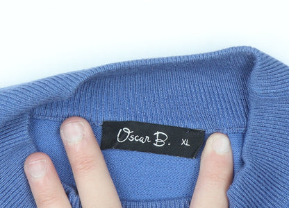 Oscar B. Men’s Blue XL Mock Neck Pullover Knit Jumper