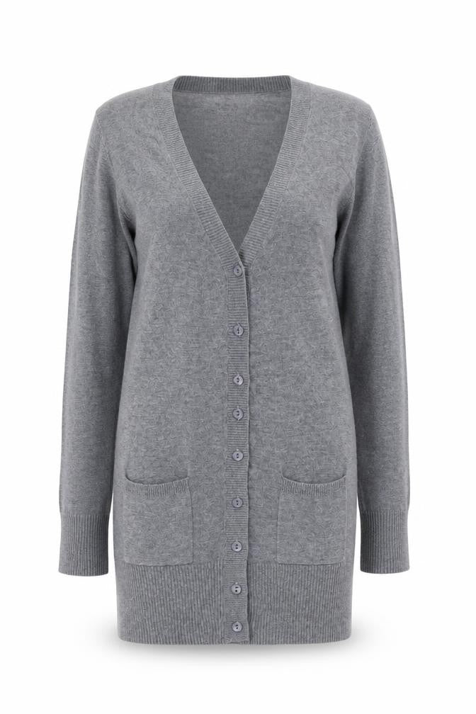 Bu.go Womens Grey Cardigan M Viscose Nylon Blend Long Sleeve