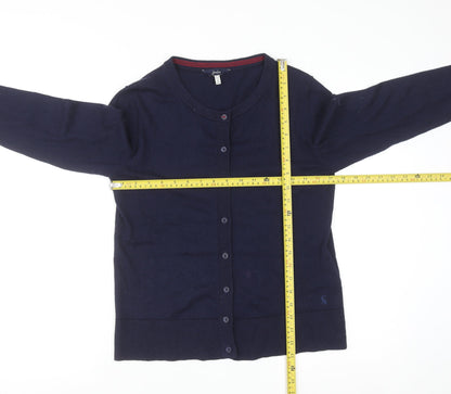 Joules Women Blue Cotton Button Cardigan Size 8 Regular Fit