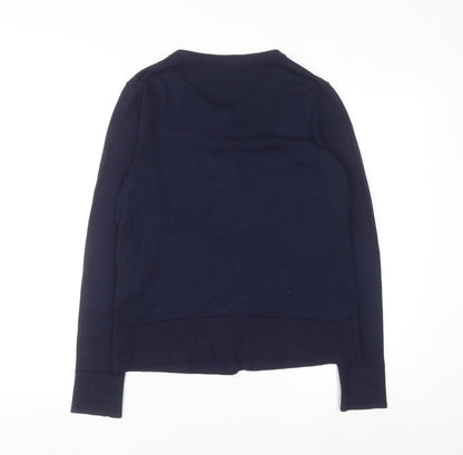 Joules Women Blue Cotton Button Cardigan Size 8 Regular Fit