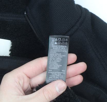 Marks and Spencer Men's Black Full Zip Fleece Sweatshirt S Regular