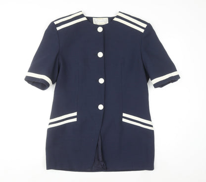 Boulevard Collections Women's Blue Size 14 Short Sleeve Single Breasted Suit Jacket