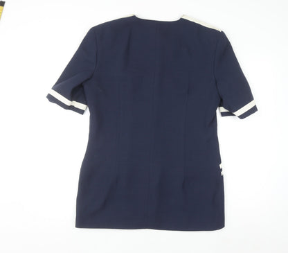 Boulevard Collections Women's Blue Size 14 Short Sleeve Single Breasted Suit Jacket