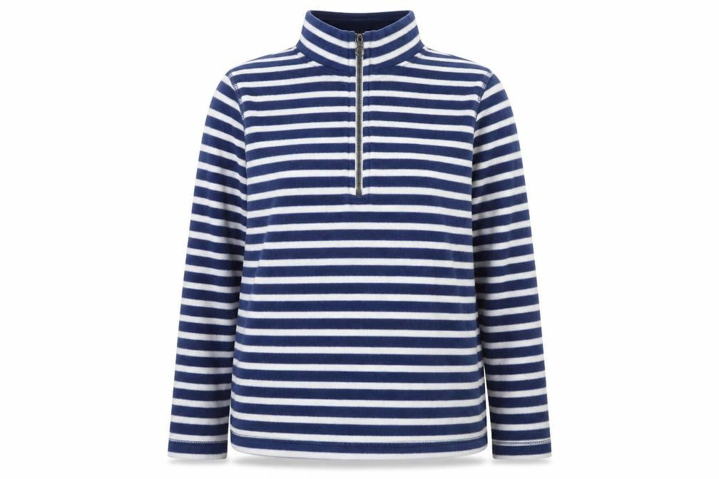 Gap Women Blue White Striped Fleece 1/2 Zip Pullover Sweatshirt L
