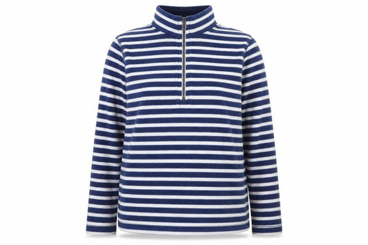 Gap Women Blue White Striped Fleece 1/2 Zip Pullover Sweatshirt L
