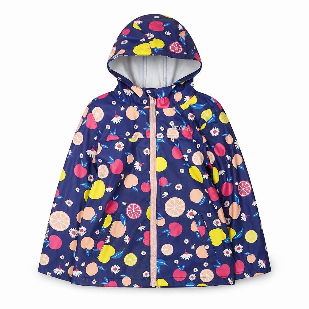 Mountain Warehouse Girls Blue Fruit Print Waterproof Hooded Rain Coat 5-6 Years
