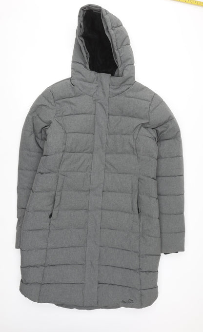 Peter Storm Women's Grey Size 12 Long Puffer Coat with Hood