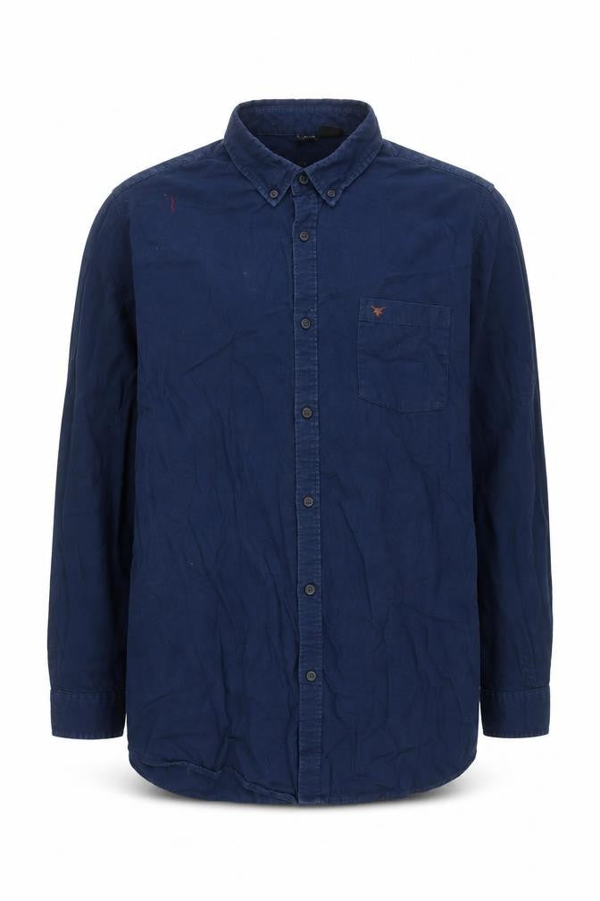 UP2 Fashion Men's Blue 2XL Cotton Button-Up Long Sleeve Shirt