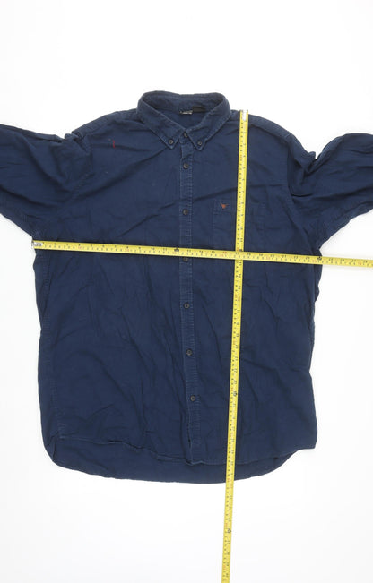 UP2 Fashion Men's Blue 2XL Cotton Button-Up Long Sleeve Shirt
