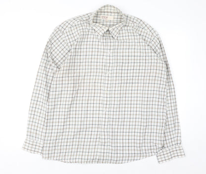 EWM Mens Beige Check Long Sleeve Button-Up Shirt M Regular Fit