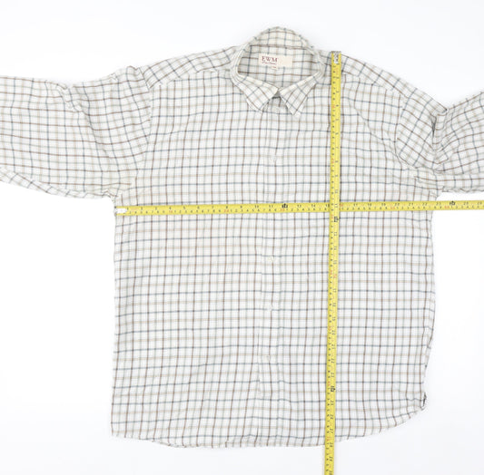 EWM Mens Beige Check Long Sleeve Button-Up Shirt M Regular Fit