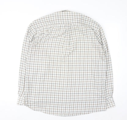 EWM Mens Beige Check Long Sleeve Button-Up Shirt M Regular Fit