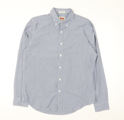 Levi's Men's Blue Striped Button-Up Long Sleeve Cotton Shirt M