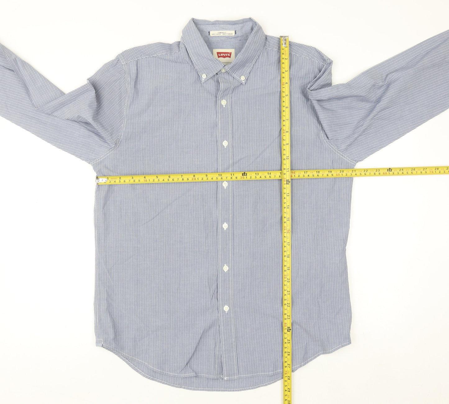 Levi's Men's Blue Striped Button-Up Long Sleeve Cotton Shirt M