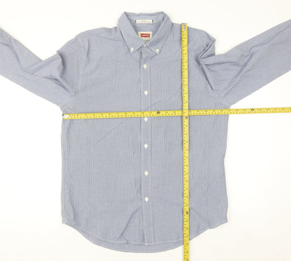 Levi's Men's Blue Striped Button-Up Long Sleeve Cotton Shirt M