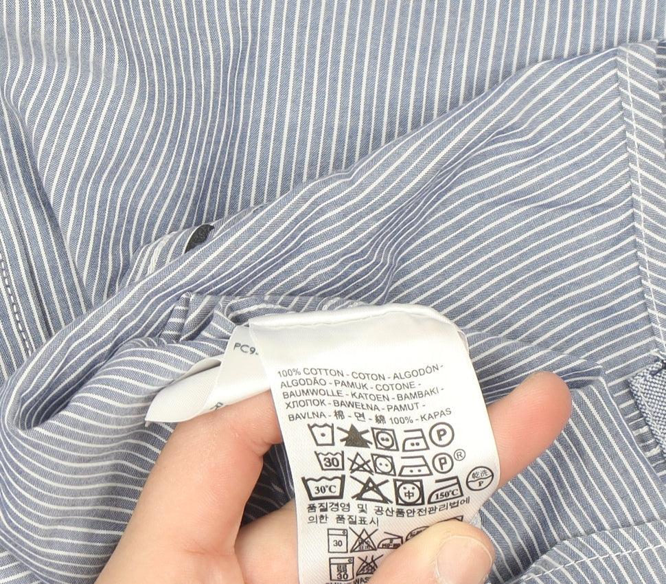 Levi's Men's Blue Striped Button-Up Long Sleeve Cotton Shirt M