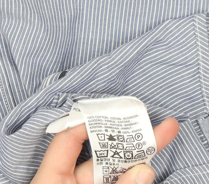 Levi's Men's Blue Striped Button-Up Long Sleeve Cotton Shirt M
