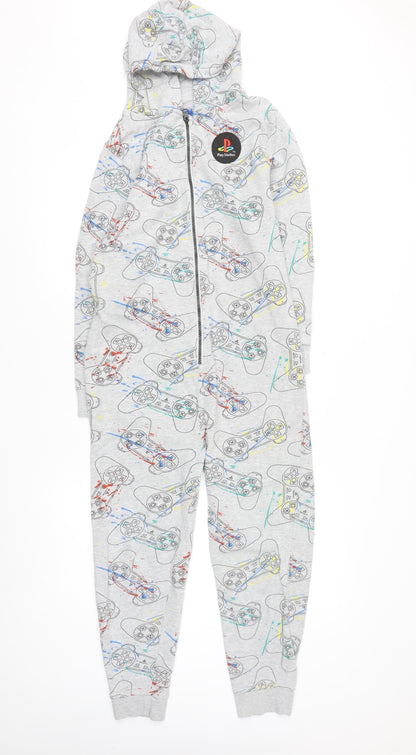 Next Boys Grey PlayStation Hooded Onesie 11 Years Long Sleeve Zip Up